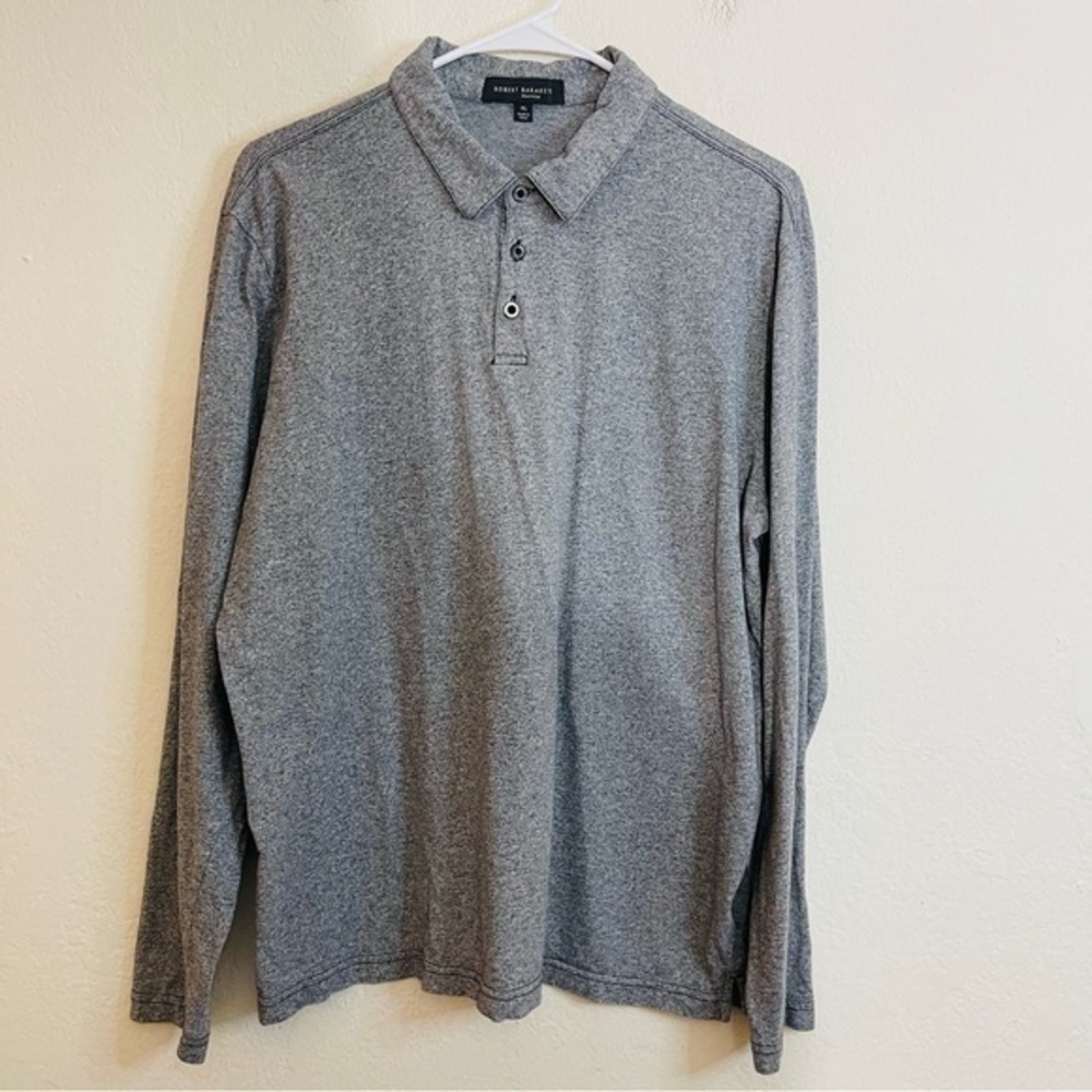Robert Barakett Long Sleeve Polo Shirt Men Size XL Gray
